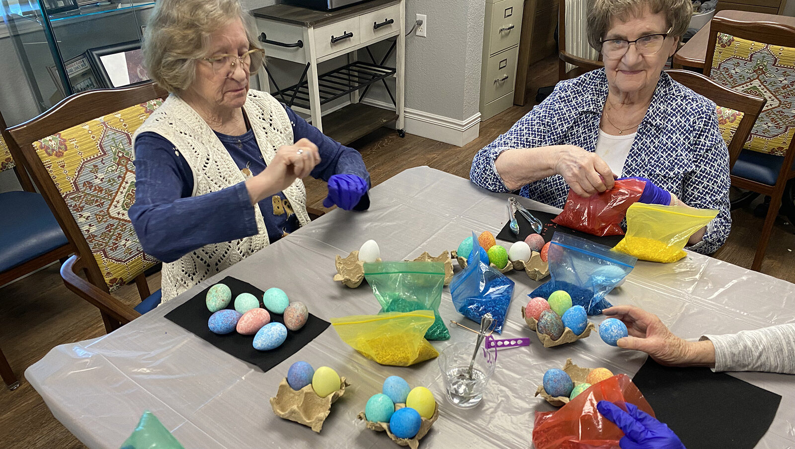 Residents decorating Easter eggs Lodi
